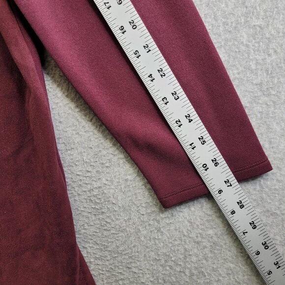 Chicos Top Womens 3P Red Faux Suede Ponte Bordeaux Tunic Side Slits Boho Classy - Picture 13 of 15